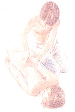 Una persona le hace una masaje a otra de la parte baja de la espalda hacia arriba Una persona le hace una masaje a otra de la parte baja de la espalda hacia arriba